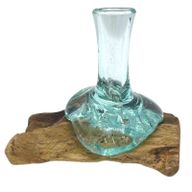 Petit Vase à Fleurs en Verre Fondu sur Bois