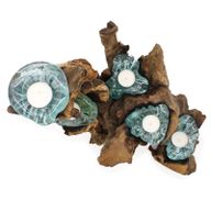 Présentoir avec 5 Bougeoirs en Verre Fondu sur Bois