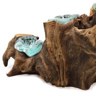 Présentoir avec 5 Bougeoirs en Verre Fondu sur Bois