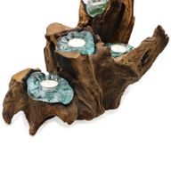 Présentoir avec 5 Bougeoirs en Verre Fondu sur Bois