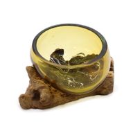 Mini Bol Ambré en Verre Fondu sur Bois
