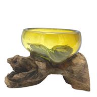 Mini Bol Ambré en Verre Fondu sur Bois