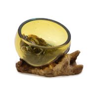 Mini Bol Ambré en Verre Fondu sur Bois