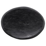 Porte-savon ovale en pierre de rivière noire.