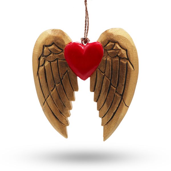Aile et coeur d'ange de Noël dorés - détail noir