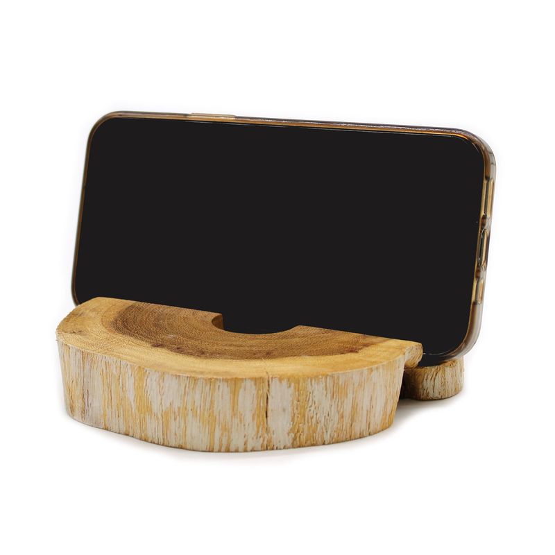 Support de Téléphone en Bois Blanc délavé