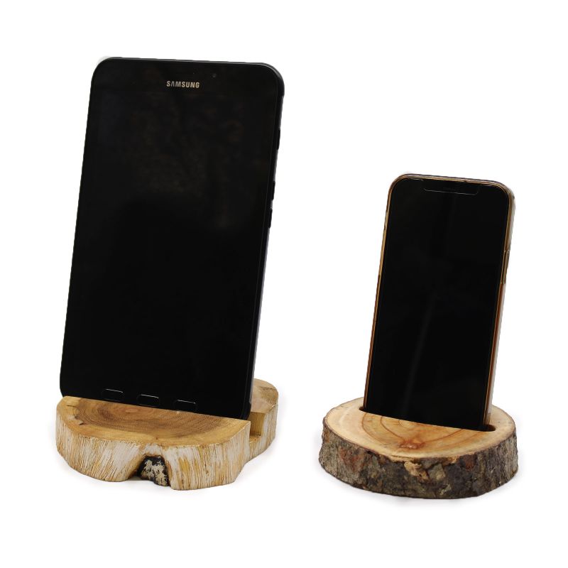 Support de Téléphone en Bois Blanc délavé