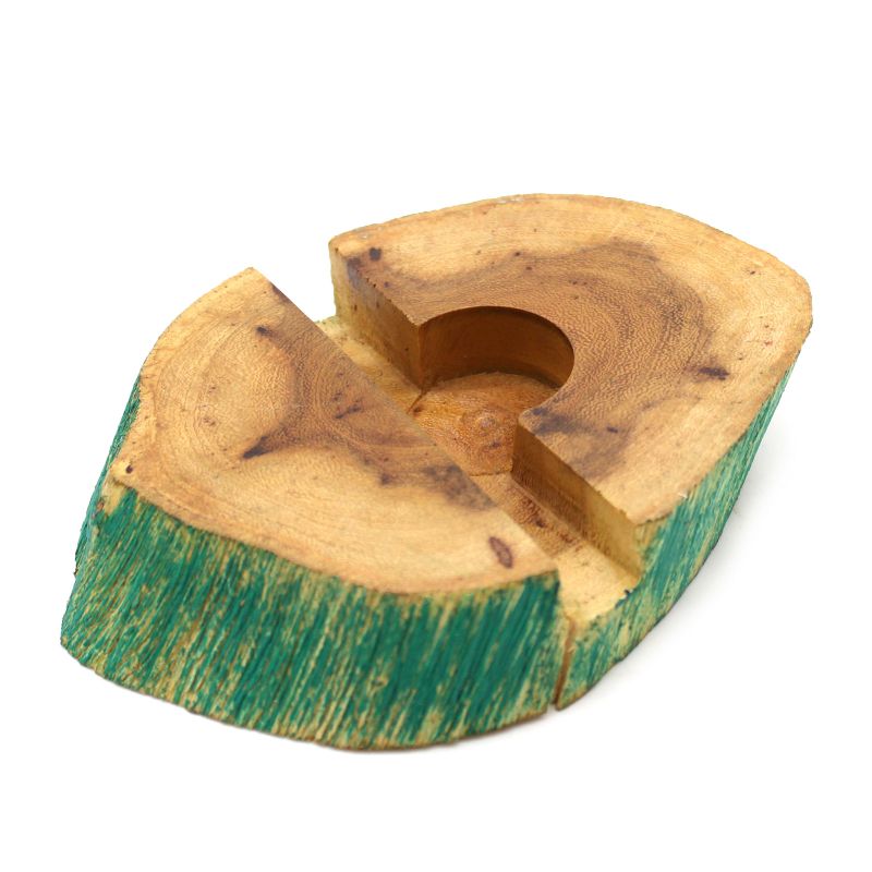Support de téléphone en bois vert délavé
