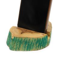 Support de téléphone en bois vert délavé