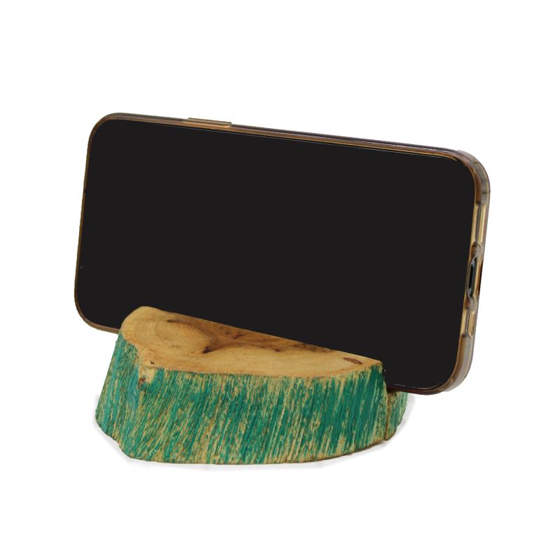 Support de téléphone en bois vert délavé