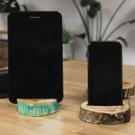 Support de téléphone en bois vert délavé
