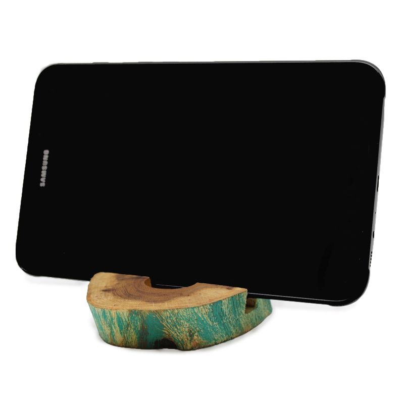 Support de téléphone en bois vert délavé