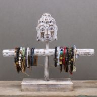 Présentoir à Bijoux en Bois une Branche et Bouddha - Bois Blanchi
