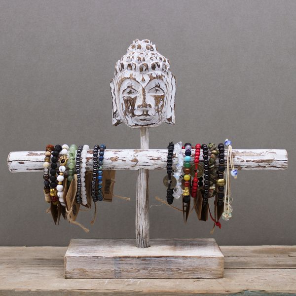 Présentoir à Bijoux en Bois une Branche et Bouddha - Bois Blanchi
