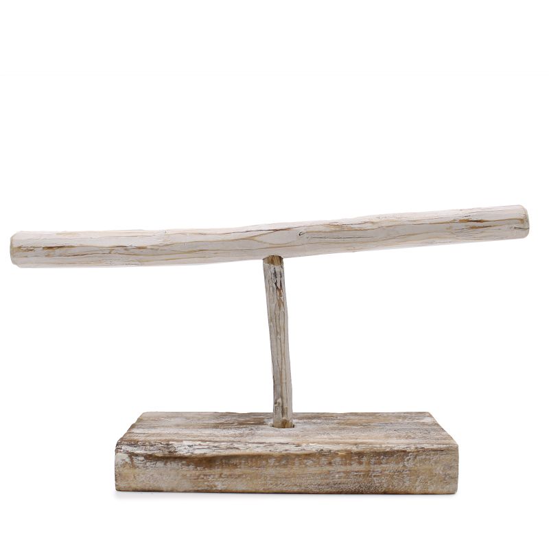 Présentoir à Bijoux en Bois une Branche - Bois Blanchi