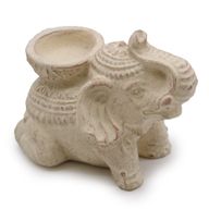 Brûleur d'Encens & Bougeoir Éléphant (crème)