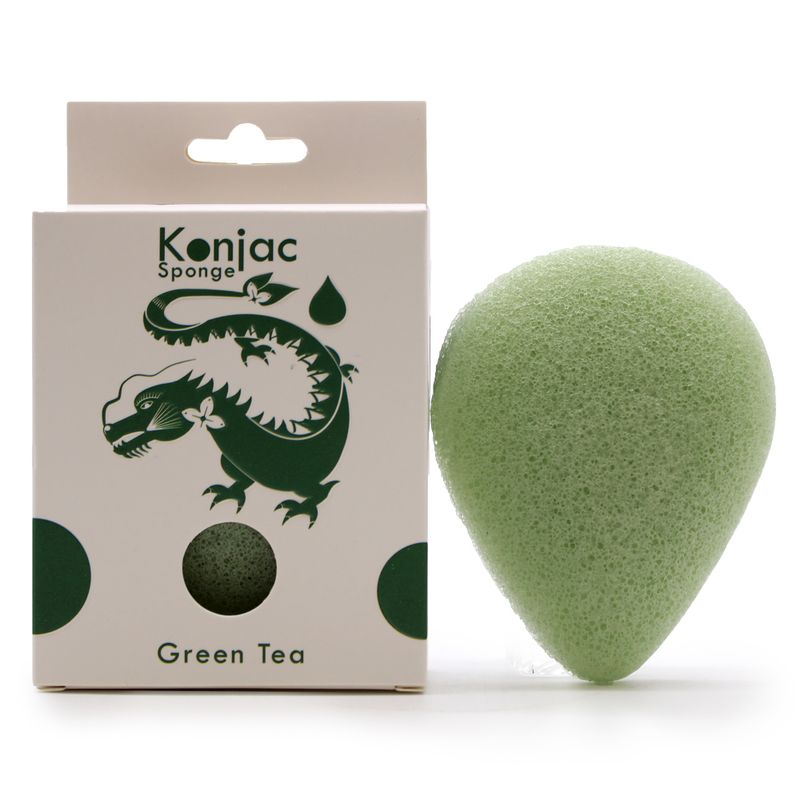 Éponge Konjac en forme de Goutte - Thé vert - Protectrice