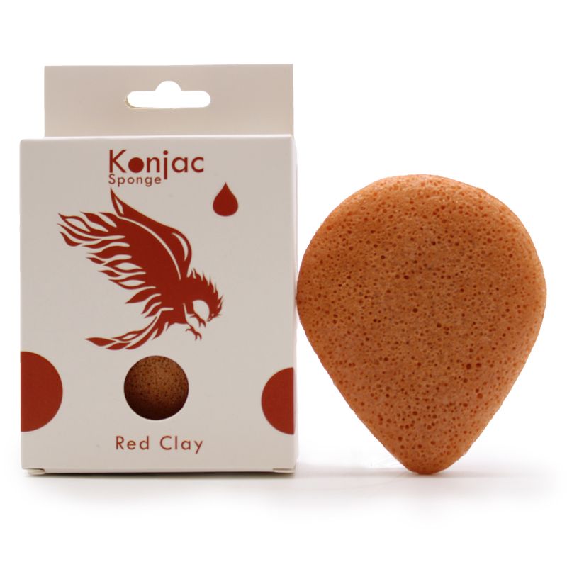 Éponge Konjac en forme de Goutte - Argile Rouge - Rajeunissante
