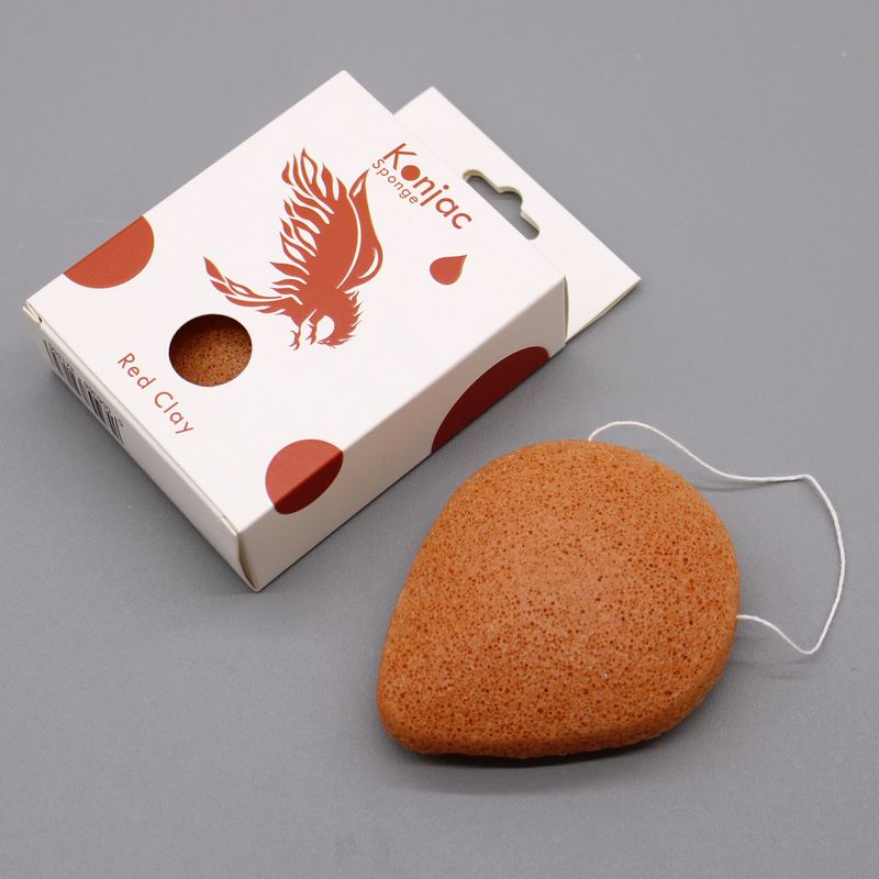 Éponge Konjac en forme de Goutte - Argile Rouge - Rajeunissante