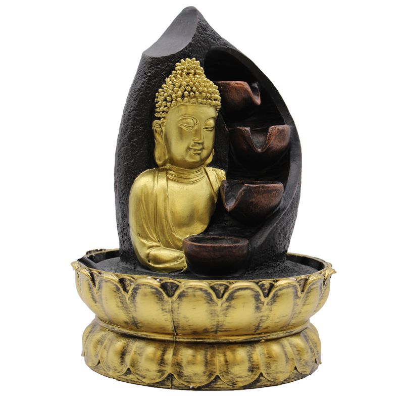 Fontaine de Table - 30cm - Bouddha Doré & Pots Verseurs