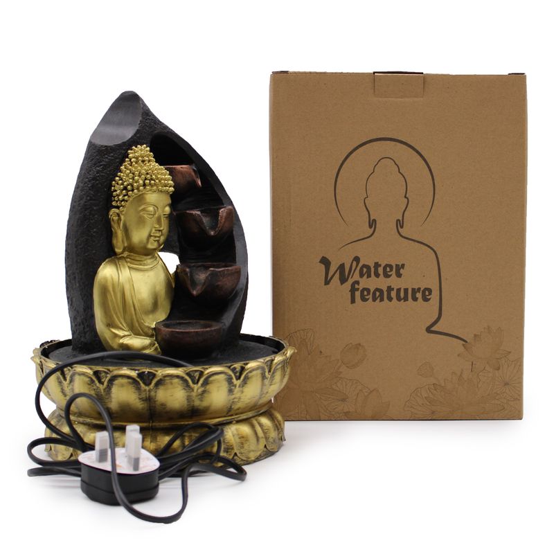 Fontaine de Table - 30cm - Bouddha Doré & Pots Verseurs