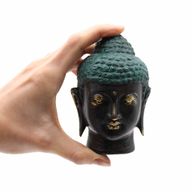 Tête de Bouddha Moyenne en Laiton Antique
