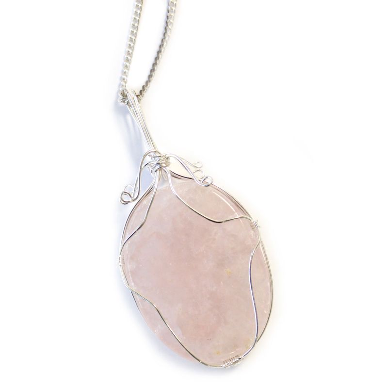 Collier de Pierres Précieuses Enveloppé en Tourbillon - Quartz rose