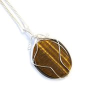Collier de Pierres Précieuses Enveloppé en Tourbillon - Oeil de Tigre
