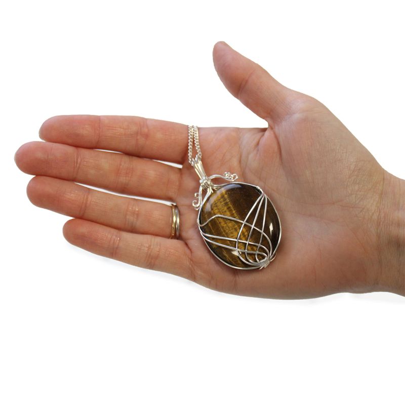 Collier de Pierres Précieuses Enveloppé en Tourbillon - Oeil de Tigre