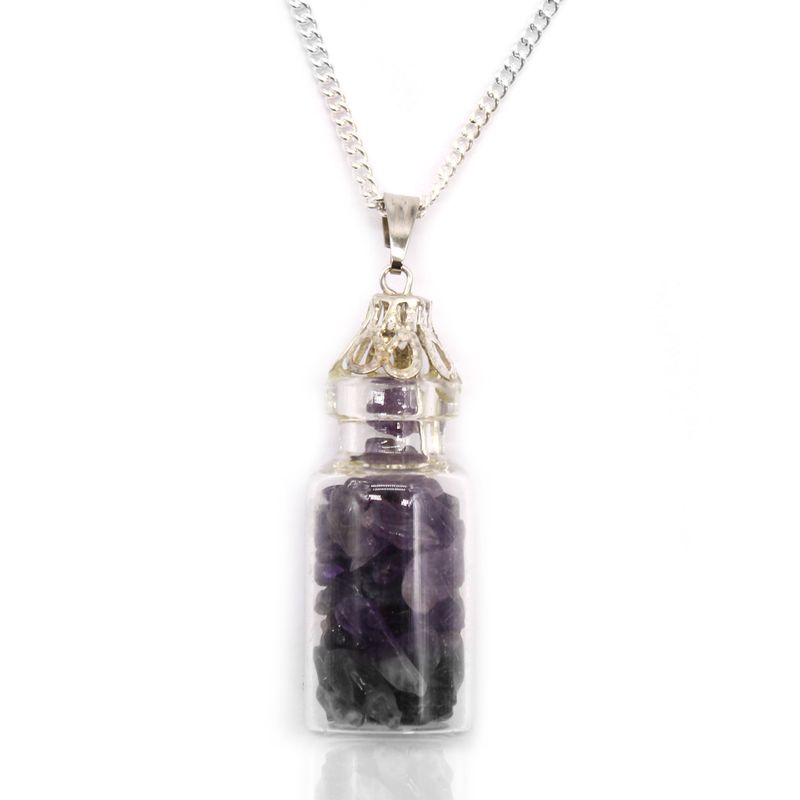 Collier de Pierres Précieuses en Bouteille - Améthyste