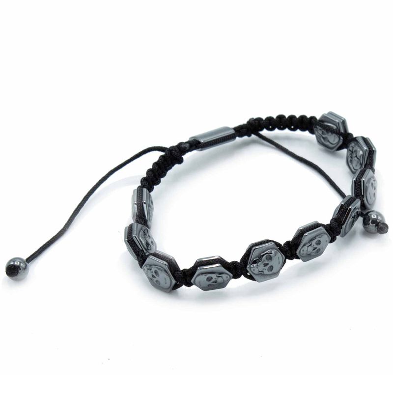 Bracelets Shamballa Hématite Magnétique - Têtes de Mort Hexagones