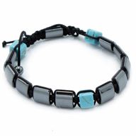 Bracelets Shamballa Hématite Magnétique - Cuboïdes Turquoise