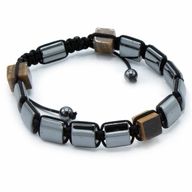 Bracelets Shamballa Hématite Magnétique - Cuboïdes Oeil de Tigre