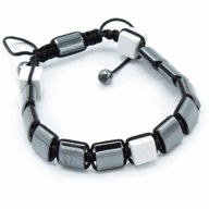 Bracelets Shamballa Hématite Magnétique - Cuboïdes Jaspe Blanc