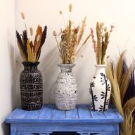 Vase Droit Motif Bambou - Naturel
