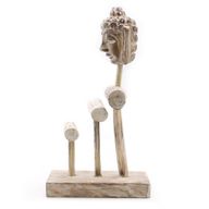 Présentoir à Bijoux en Bois Trois Branches et Bouddha - Bois Blanchi