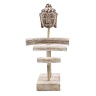 Présentoir à Bijoux en Bois Trois Branches et Bouddha - Bois Blanchi