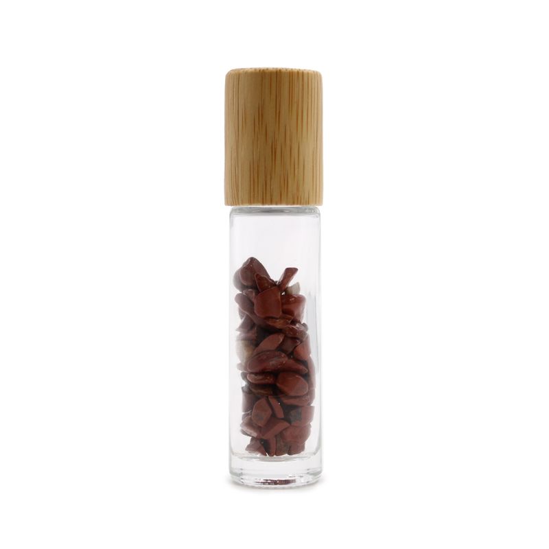 Flacon Roll-on Huile Essentielle & Pierres Précieuses - Jaspe rouge - Bouchon en bois