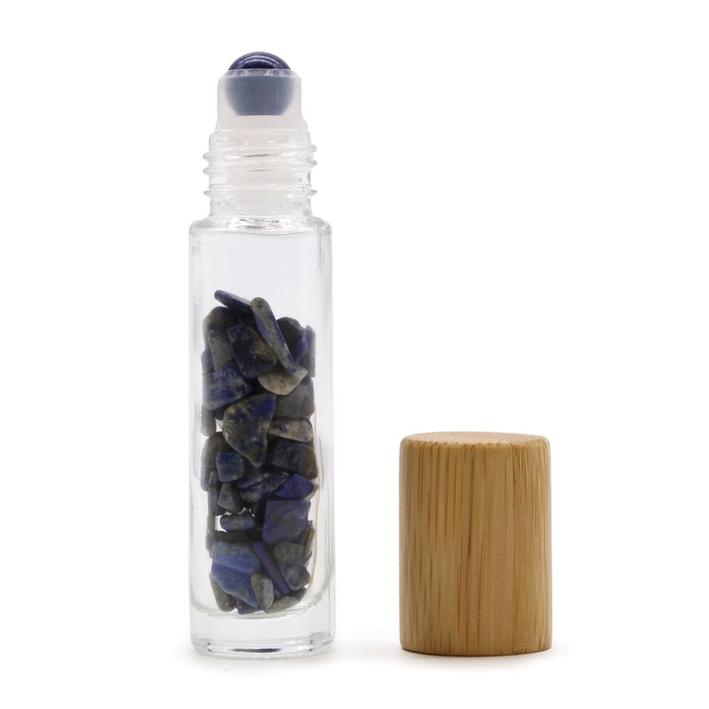 Flacon Roll-on Huile Essentielle & Pierres Précieuses - Sodalite - Bouchon en bois