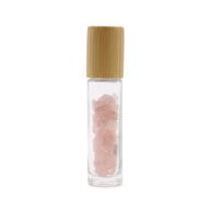 Flacon Roll-on Huile Essentielle & Pierres Précieuses - Quartz rose - Bouchon en bois