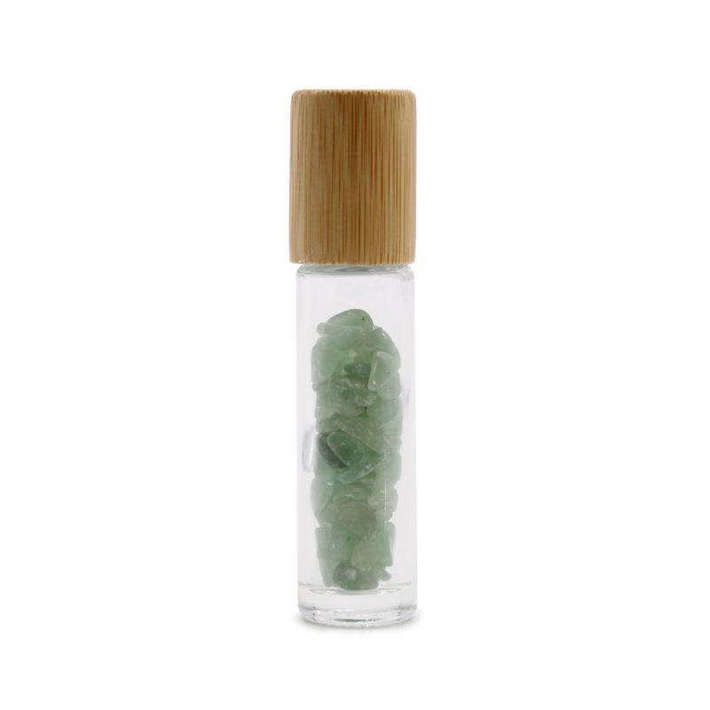 Flacon Roll-on Huile Essentielle & Pierres Précieuses - Aventurine - Bouchon en bois