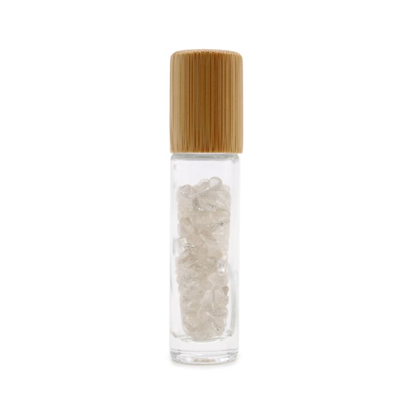 Flacon Roll-on Huile Essentielle & Pierres Précieuses - Quartz de Roche - Bouchon en bois