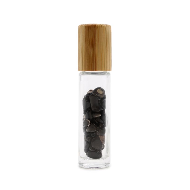 Flacon Roll-on Huile Essentielle & Pierres Précieuses  - Tourmaline Noire - Bouchon en bois