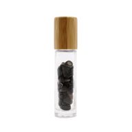 Flacon Roll-on Huile Essentielle & Pierres Précieuses  - Tourmaline Noire - Bouchon en bois