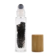 Flacon Roll-on Huile Essentielle & Pierres Précieuses  - Tourmaline Noire - Bouchon en bois