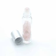 Flacon Roll-on Huile Essentielle & Pierres Précieuses - Quartz Rose - Bouchon Argenté