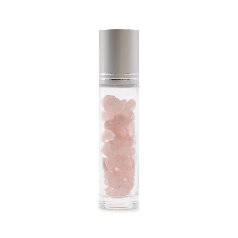Flacon Roll-on Huile Essentielle & Pierres Précieuses - Quartz Rose - Bouchon Argenté