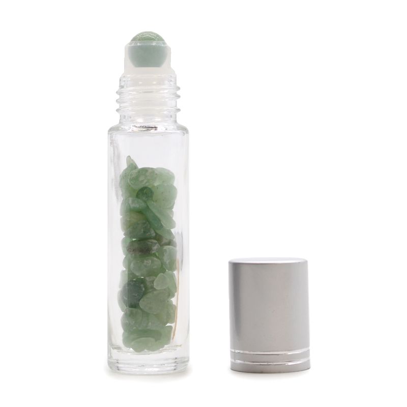 Flacon Roll-on Huile Essentielle & Pierres Précieuses - Aventurine -  Bouchon Argenté