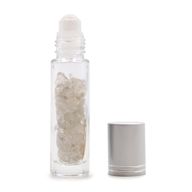 Flacon Roll-on Huile Essentielle & Pierres Précieuses - Quartz de Roche - Bouchon Argenté