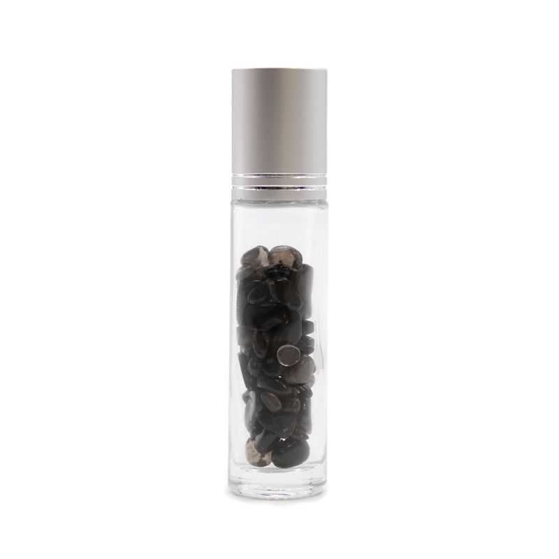 Flacon Roll-on Huile Essentielle & Pierres Précieuses - Tourmaline Noire - Bouchon Argenté